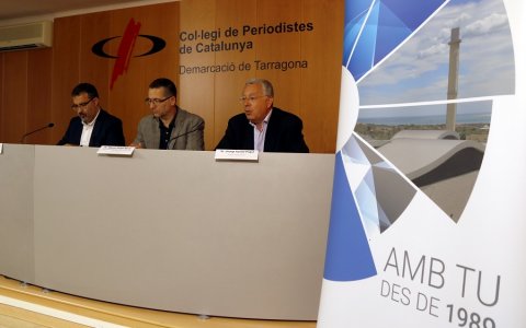 Juan Antonio Duro i Miquel Àngel Bové, en roda de premsa amb el director gerent del CAT, Josep Xavier Pujol. FOTO: CEDIDA.