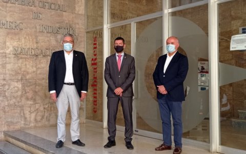 Una imatge de la visita de Canadell i Fàbrega a la Cambra de Reus. FOTO: CEDIDA.