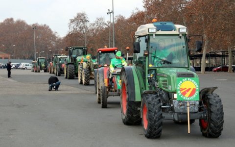 Imatge d'una caravana de tractors. FOTO: ACN.