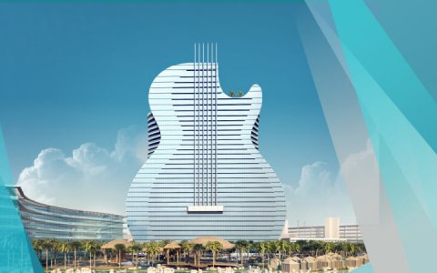 L’edifici central estarà presidit per una estructura en forma de guitarra, un projecte similar al que Hard Rock està construint a Florida i que obrirà portes el 2019.