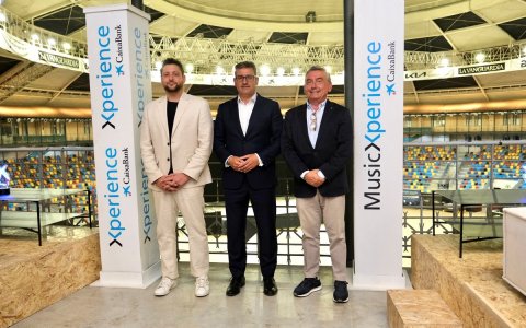 •	L’acte de presentació de l’acord ha comptat amb la participació de Josep Mª Gonzàlez, director territorial de CaixaBank a Catalunya, Jesus Feliz, director de Tarraco Arena, i Ruben Viñuales, alcalde de Tarragona.