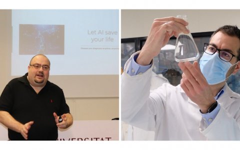 A l'esquerra, Jordi Garcia d'EhealthAI i a la dreta, Husam Dabbagh de Biophenolics