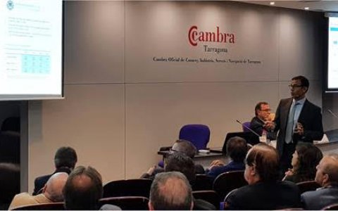 Masana, durant la seva intervenció d'aquest matí a la Cambra de Comerç de Tarragona.